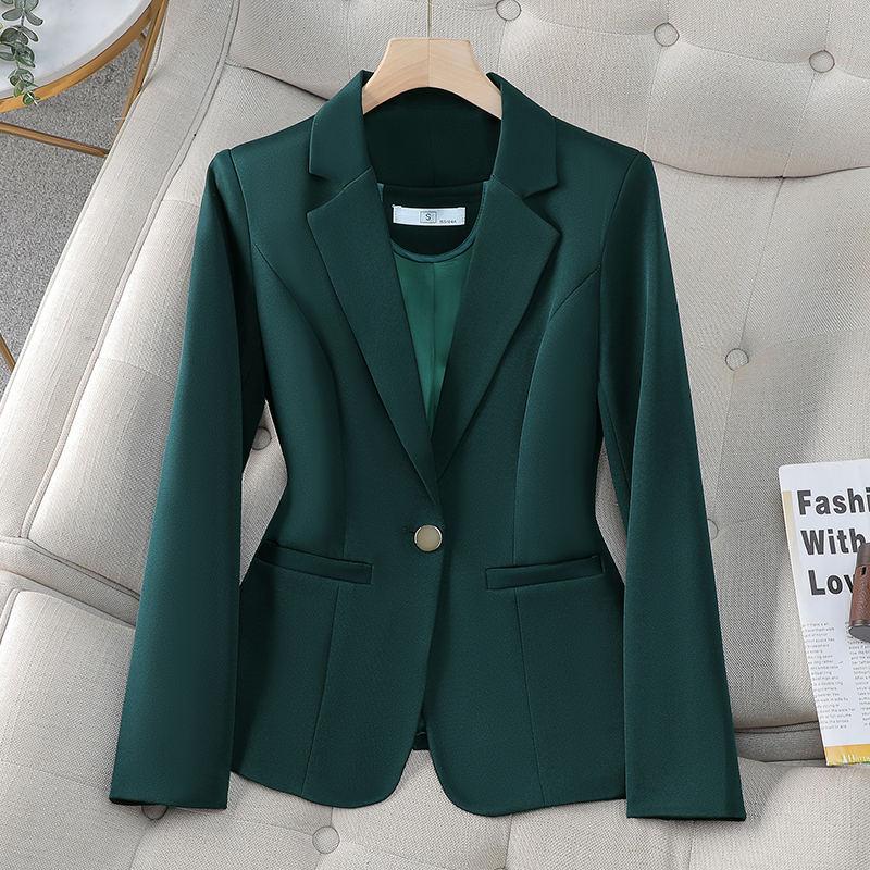 Women's Green High-End Casual Blazer 2024 Spring New Style Small Suit Coat With Small Man Temperament